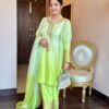parrot ombré aari work suit