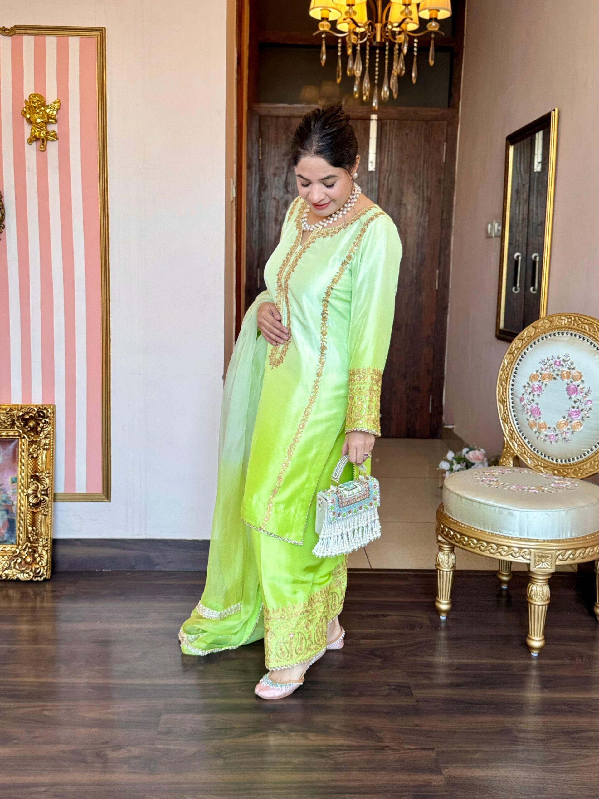 parrot ombré aari work suit parrot ombré aari work suit