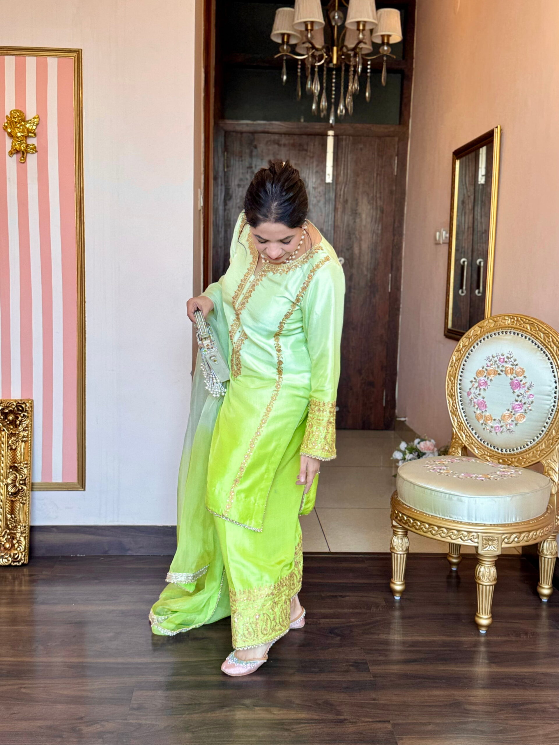 parrot ombré aari work suit parrot ombré aari work suit