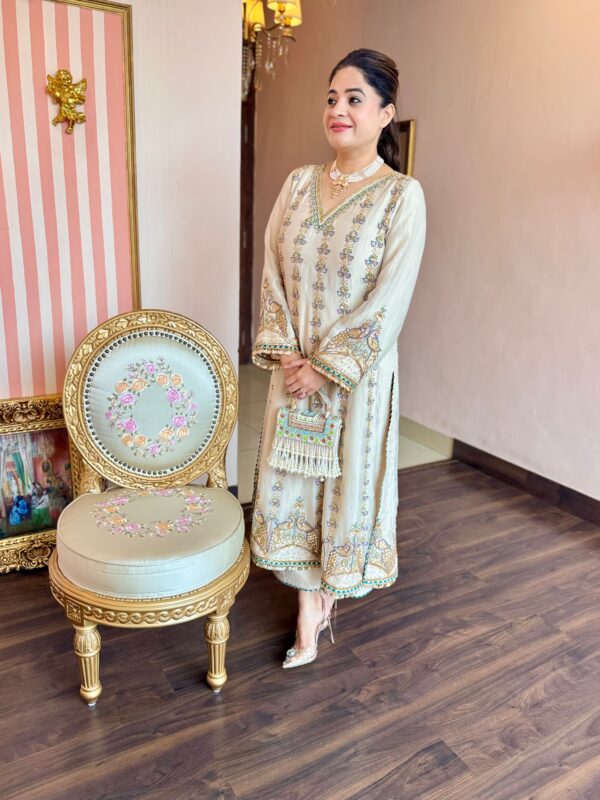 pure crushed tissue ivory suit