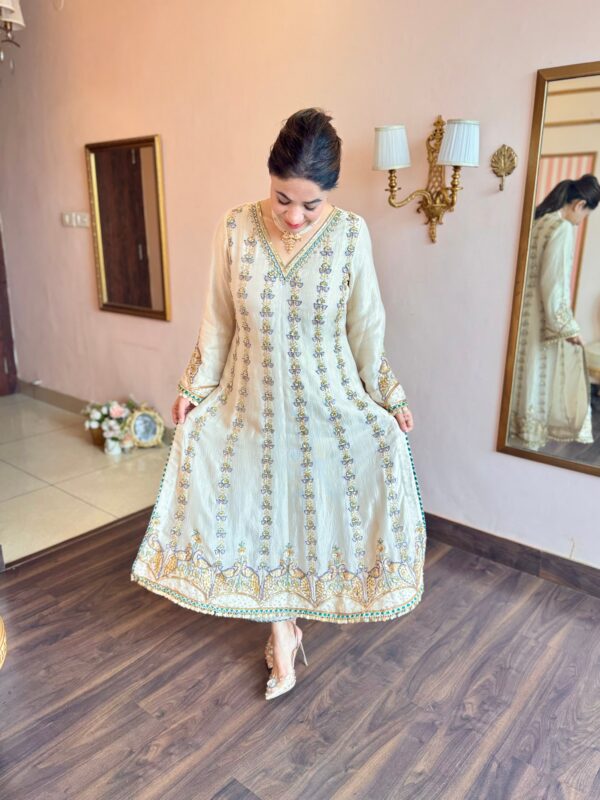 pure crushed tissue ivory suit