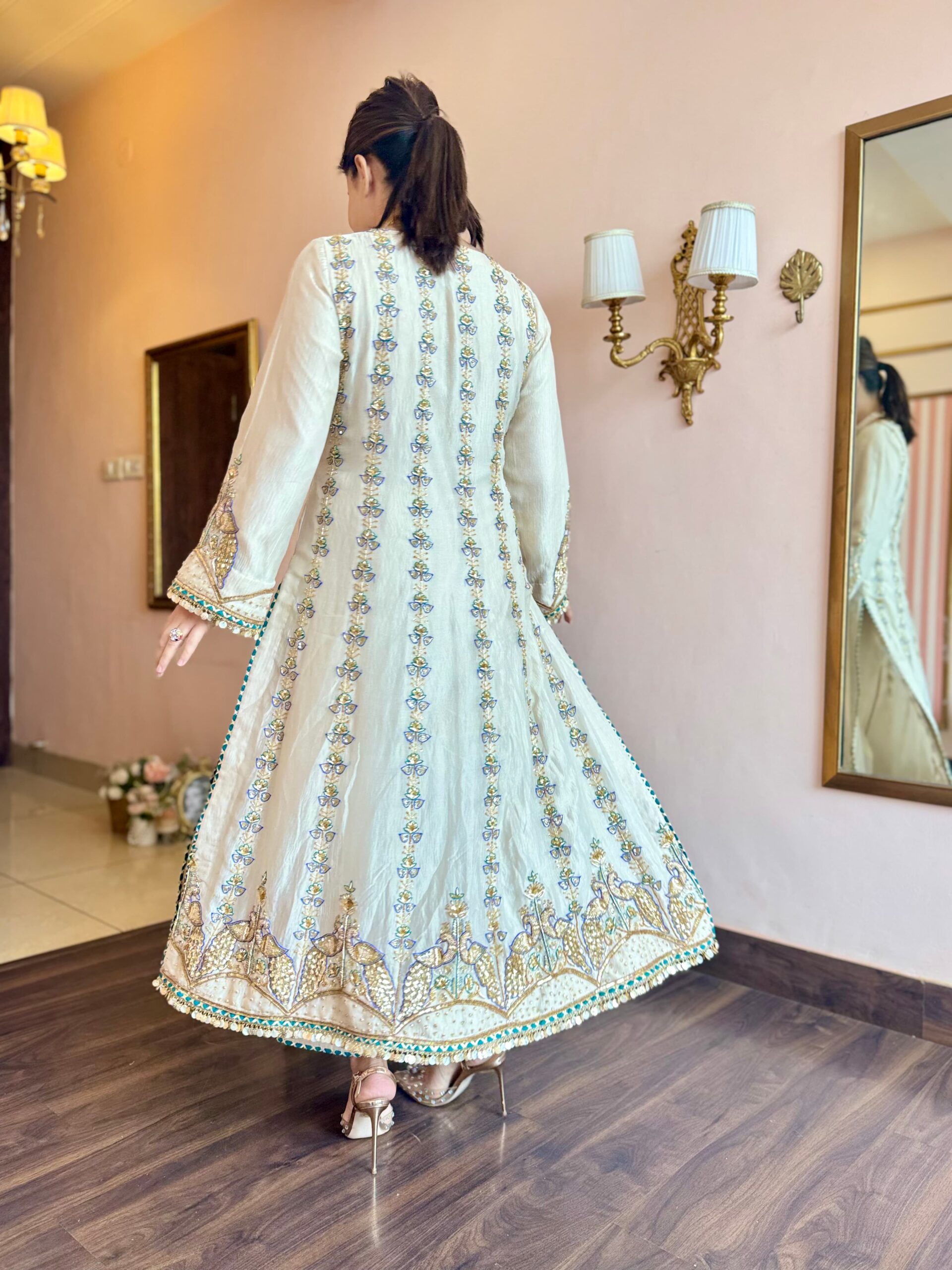 pure crushed tissue ivory suit