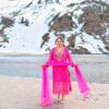 hot pink pure crepe embroidered suit