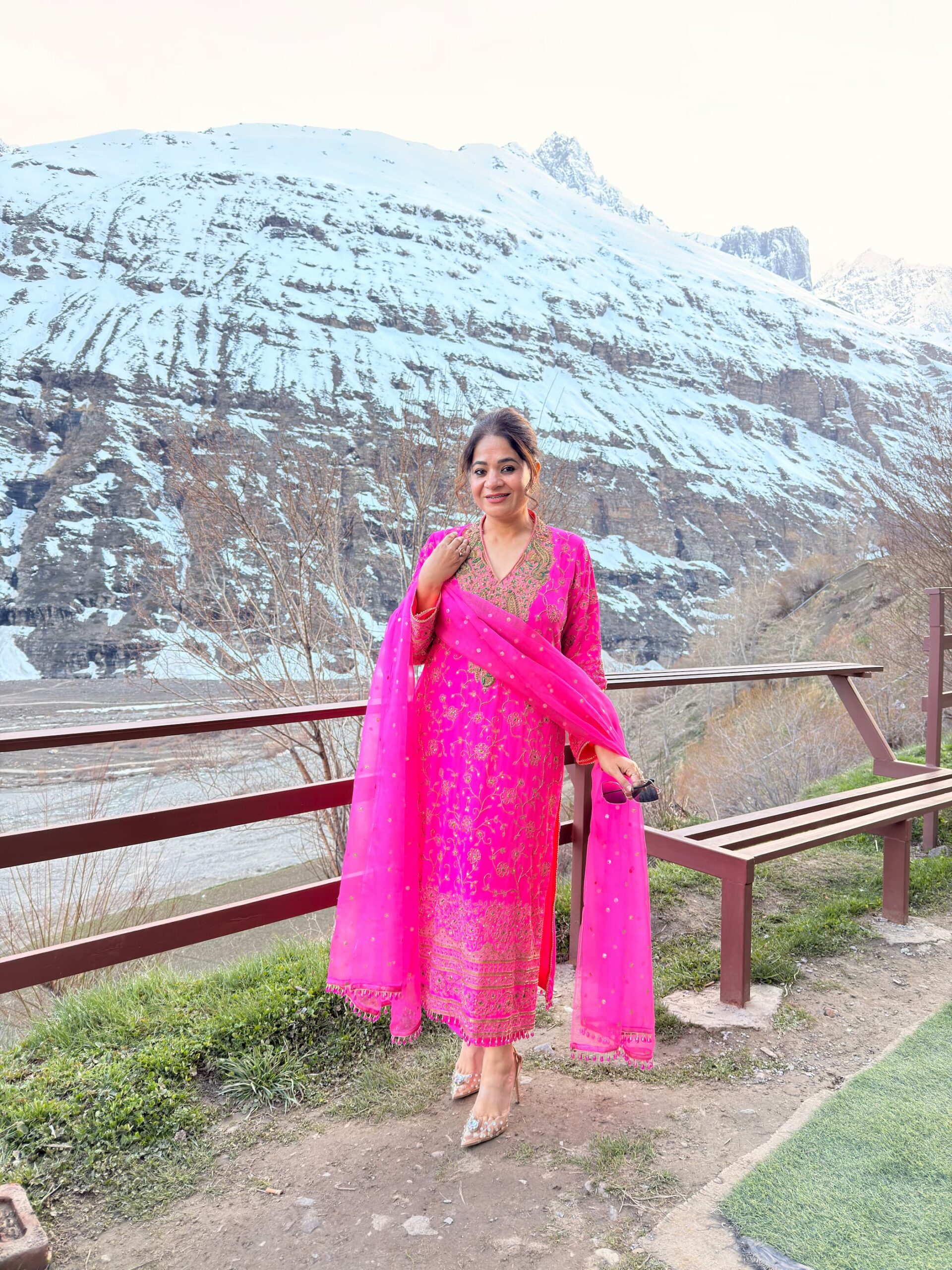 hot pink pure crepe embroidered suit hot pink pure crepe embroidered suit