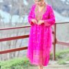 hot pink pure crepe embroidered suit