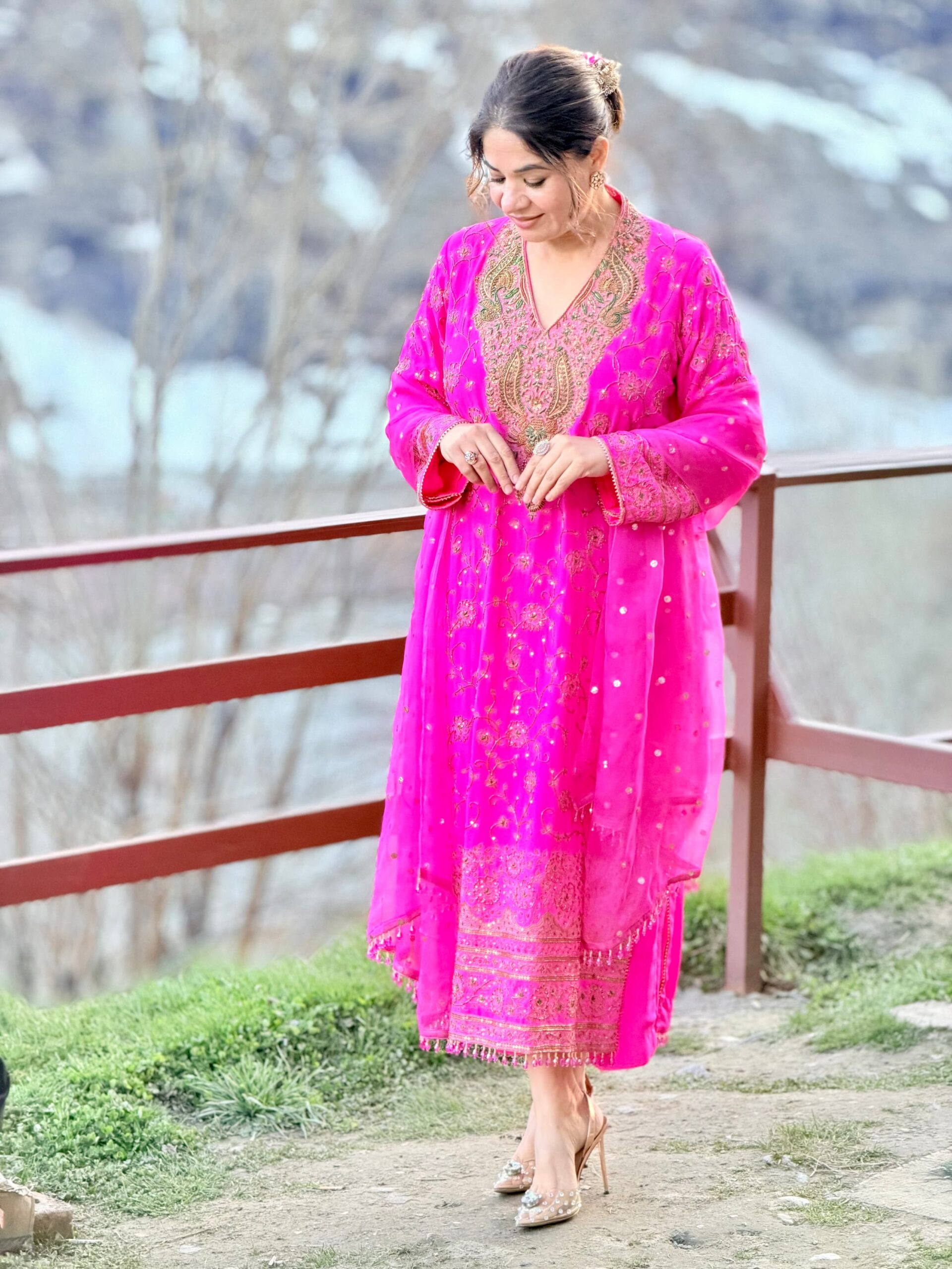hot pink pure crepe embroidered suit hot pink pure crepe embroidered suit