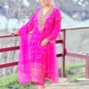 hot pink pure crepe embroidered suit
