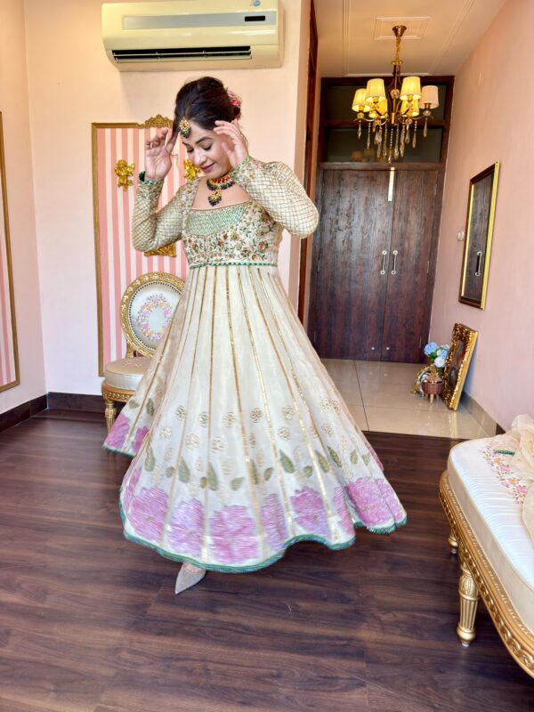 pure crushed tissue anarkali suit