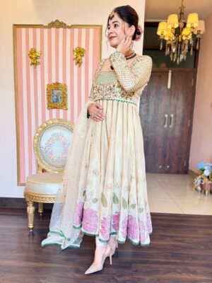 pure crushed tissue anarkali suit