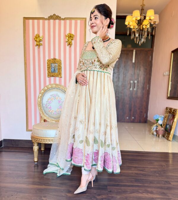 pure crushed tissue anarkali suit