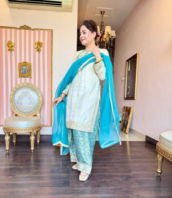 naaz ivory & turquoise ensemble