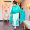 meher aqua embroidered suit