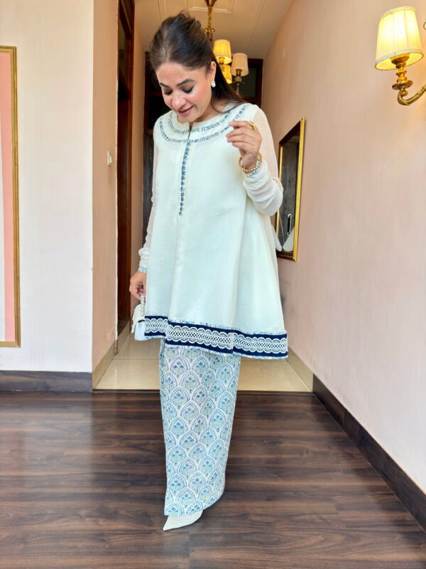 elina white & blue chanderi farshi salwar suit