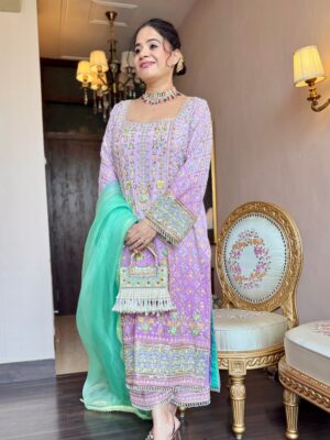 lavender bloom embellished suit