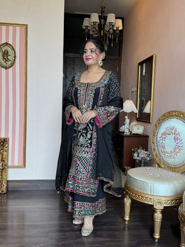 ruhani black embroidered suit