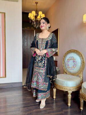 ruhani black embroidered suit