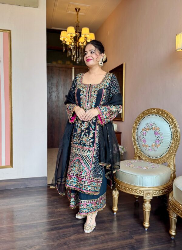 ruhani black embroidered suit