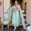 noor mint thread embroidered suit