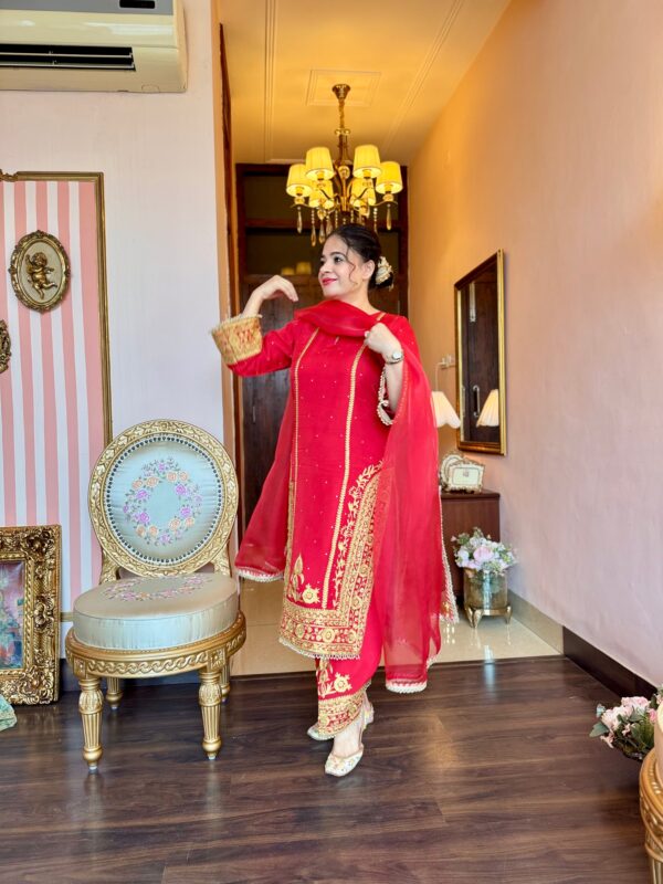 surkh red embroidered suit set