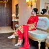 surkh red embroidered suit set