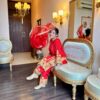 surkh red embroidered suit set