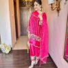 gulnaar pink velvet silk suit