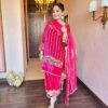 gulnaar pink velvet silk suit