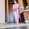 blush pink aari work suit