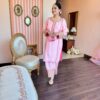 blush pink aari work suit