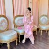 blush pink aari work suit