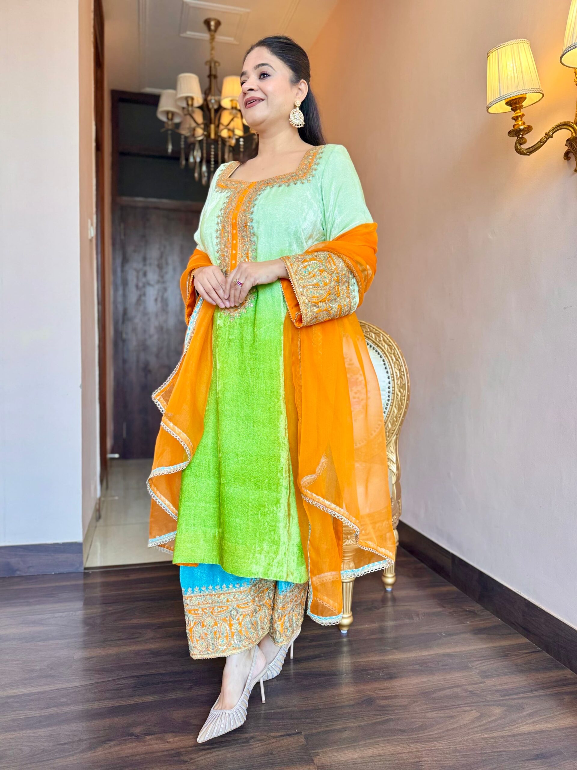 noorani lime velvet silk suit set noorani lime velvet silk suit set