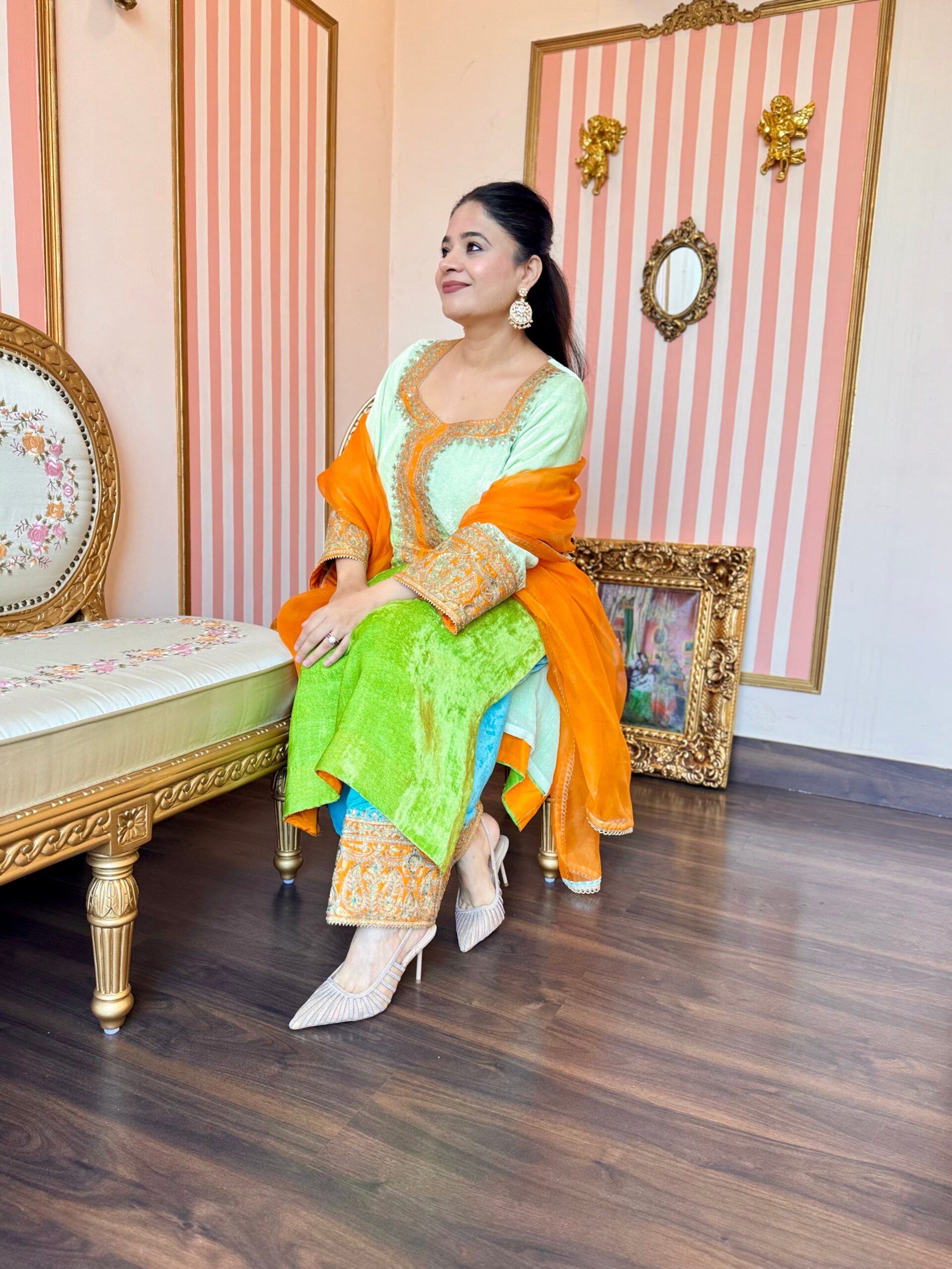 noorani lime velvet silk suit set noorani lime velvet silk suit set