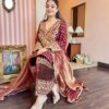 meruni wine banarasi suit