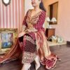 meruni wine banarasi suit