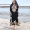 midnight noir embroidered velvet kaftaan