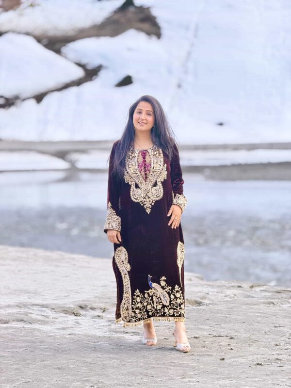 midnight noir embroidered velvet kaftaan