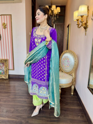 Violet Bloom Pure Crepe Salwar Suit