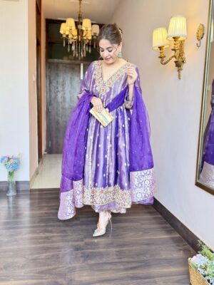 Purple Luxe Pure Crush Tissue Anarkali