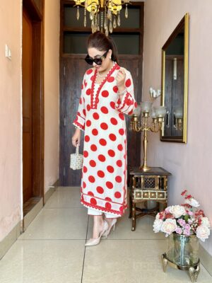 Crimson Dialogue Crepe Suit