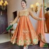 Rusty orange designer Anarkali suit front view