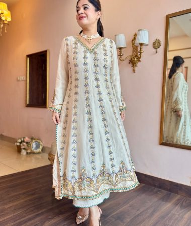 pure crushed tissue ivory suit