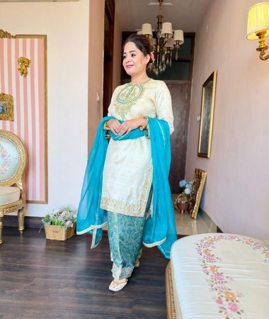 naaz ivory & turquoise ensemble
